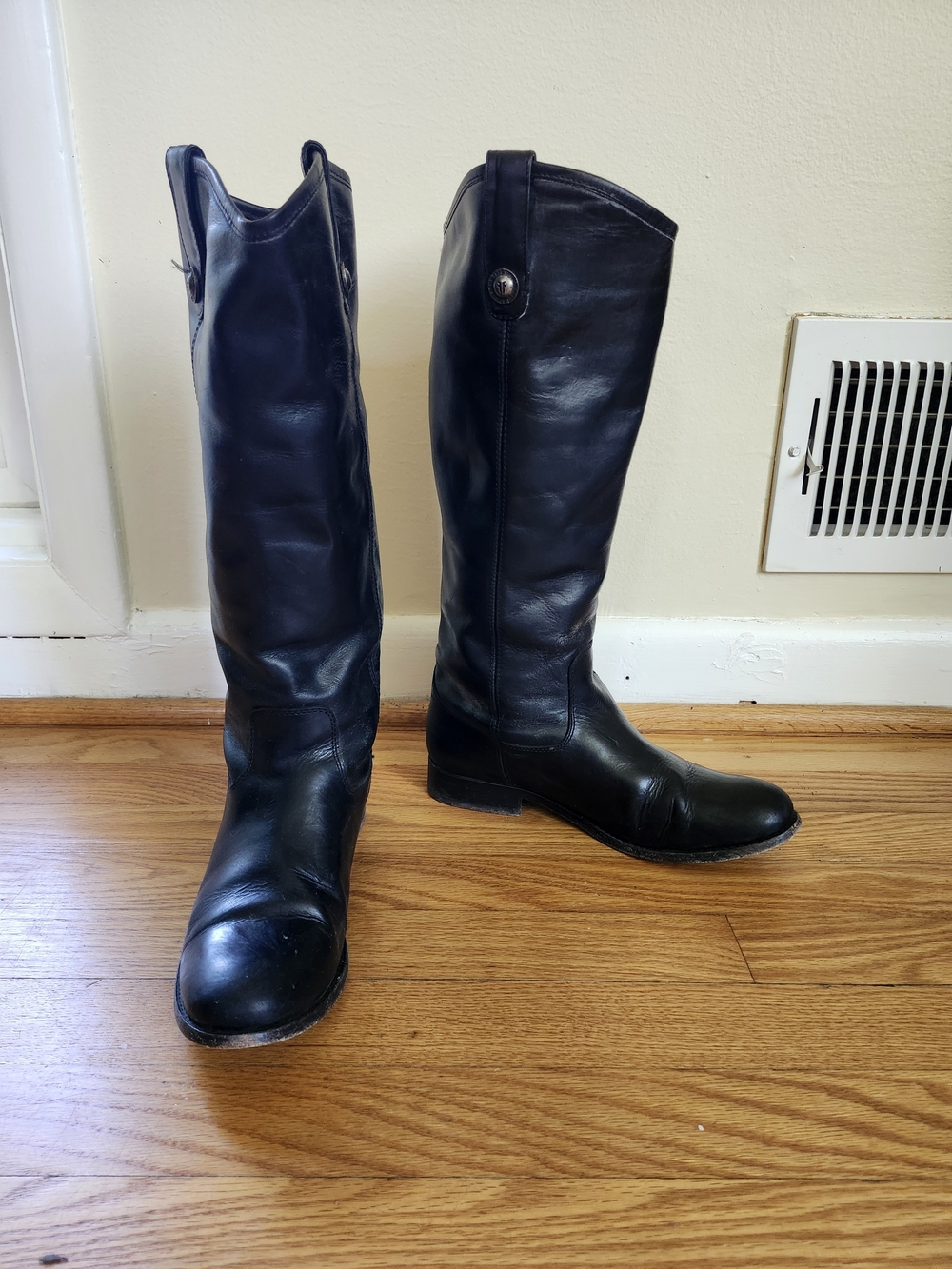 Frye Black Tall Leather Riding Boots
